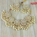 India Art Gold Plated Kundan Stone & Beads Necklace Set