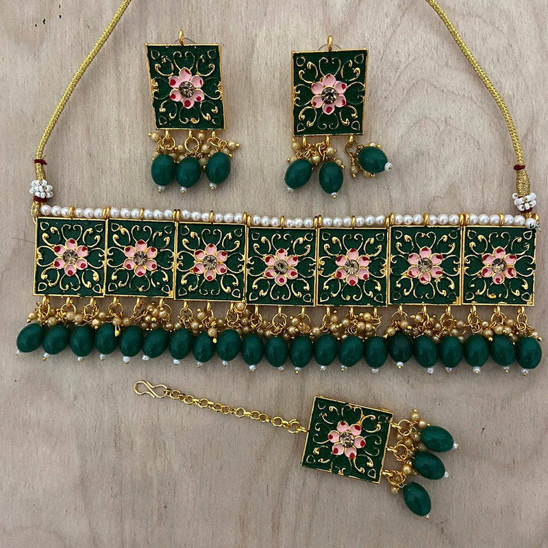India Art Gold Plated Kundan Stone & Meenakari Necklace Set
