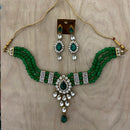 India Art  Gold Plated Crystal Stone & Beads Necklace Set