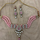 India Art  Gold Plated Crystal Stone & Beads Necklace Set
