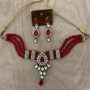 India Art  Gold Plated Crystal Stone & Beads Necklace Set