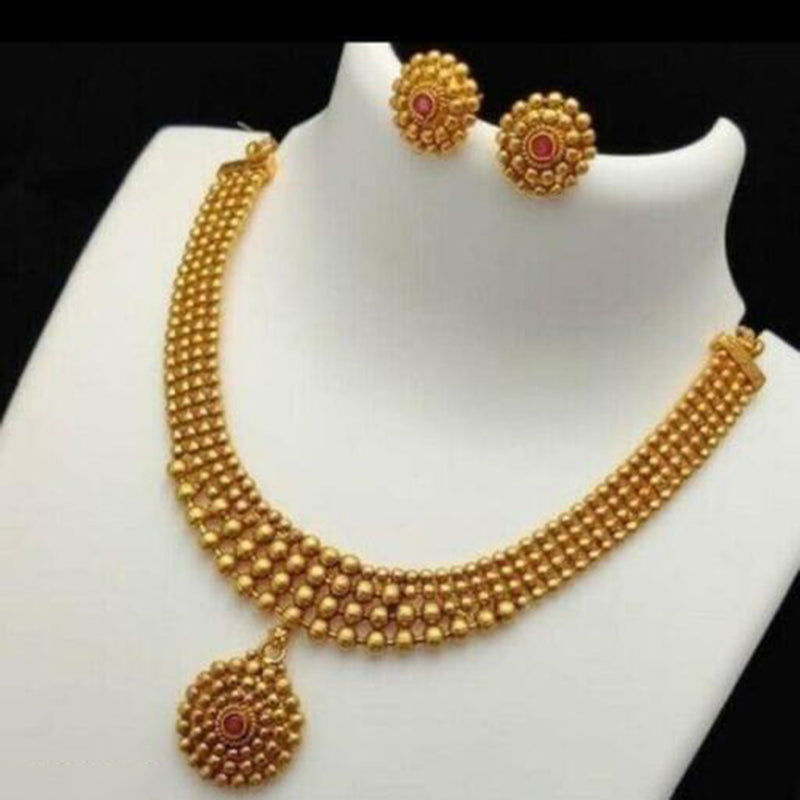 India Art Gold Plated Pota Stone Necklace Set