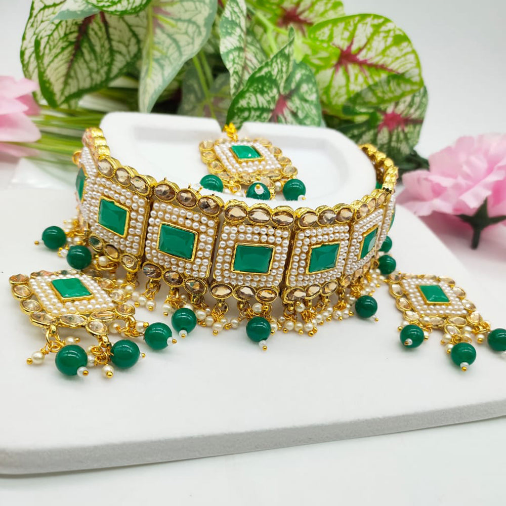 India Art Gold Plated Kundan And Pearl Necklace Set