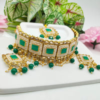 India Art Gold Plated Kundan And Pearl Necklace Set