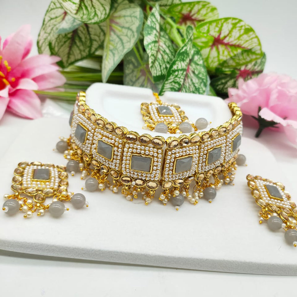 India Art Gold Plated Kundan And Pearl Necklace Set