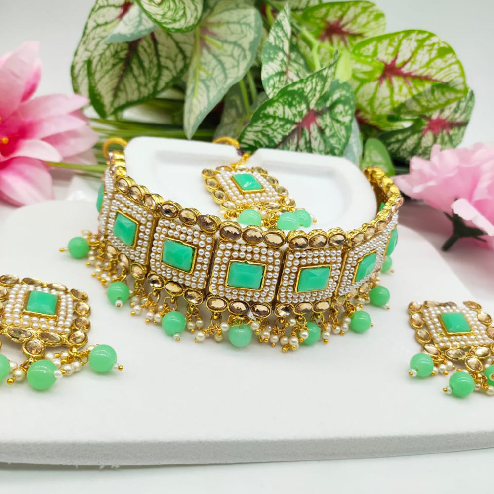 India Art Gold Plated Kundan And Pearl Necklace Set