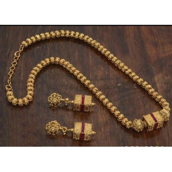India Art Pink  Pota Stone Traditional Long Necklace Set