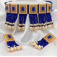 India Art Gold Plated Crystal Stone And Beads Necklace Set