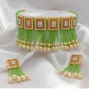 India Art Gold Plated Crystal Stone And Beads Necklace Set