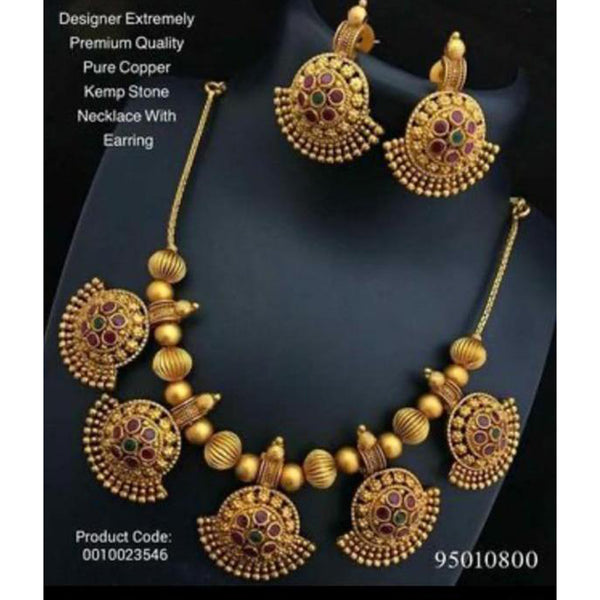 India Art Copper Pota Stone Necklace Set