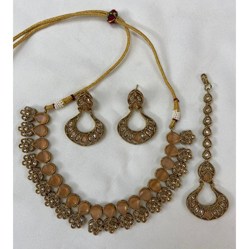 India Art Gold Plated Crystal Stone & Kundan Choker Necklace Set