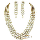 Etnico Traditional Gold Plated Kundan Jewellery Set for Women IJ301W (White)