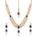 Etnico Traditional Gold Plated Kundan Necklace Set for Women (IJ315Bl)