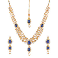 Etnico Traditional Gold Plated Kundan Necklace Set for Women (IJ315Bl)