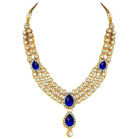 Etnico Traditional Gold Plated Kundan Necklace Set for Women (IJ315Bl)