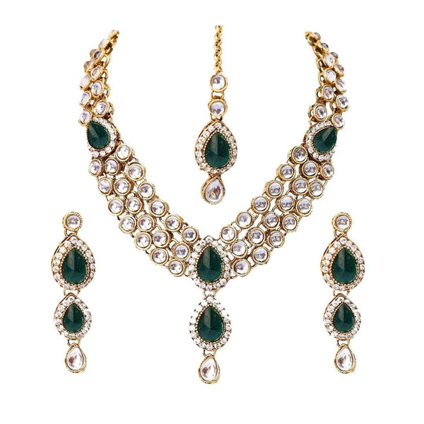 Etnico Traditional Gold Plated Kundan Necklace Set for Women (IJ315G)