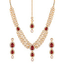 Etnico Traditional Gold Plated Kundan Necklace Set for Women (IJ315R)