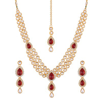 Etnico Traditional Gold Plated Kundan Necklace Set for Women (IJ315R)