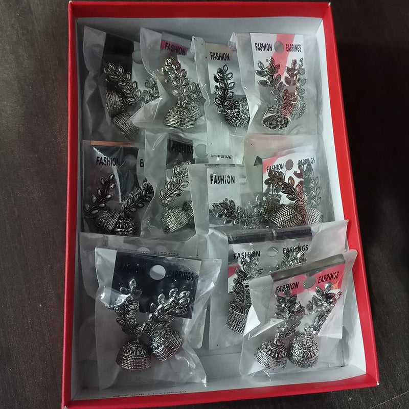 Kriaa Oxidised Plated Pack Of 12 Dangler Earrings  - 1317016C