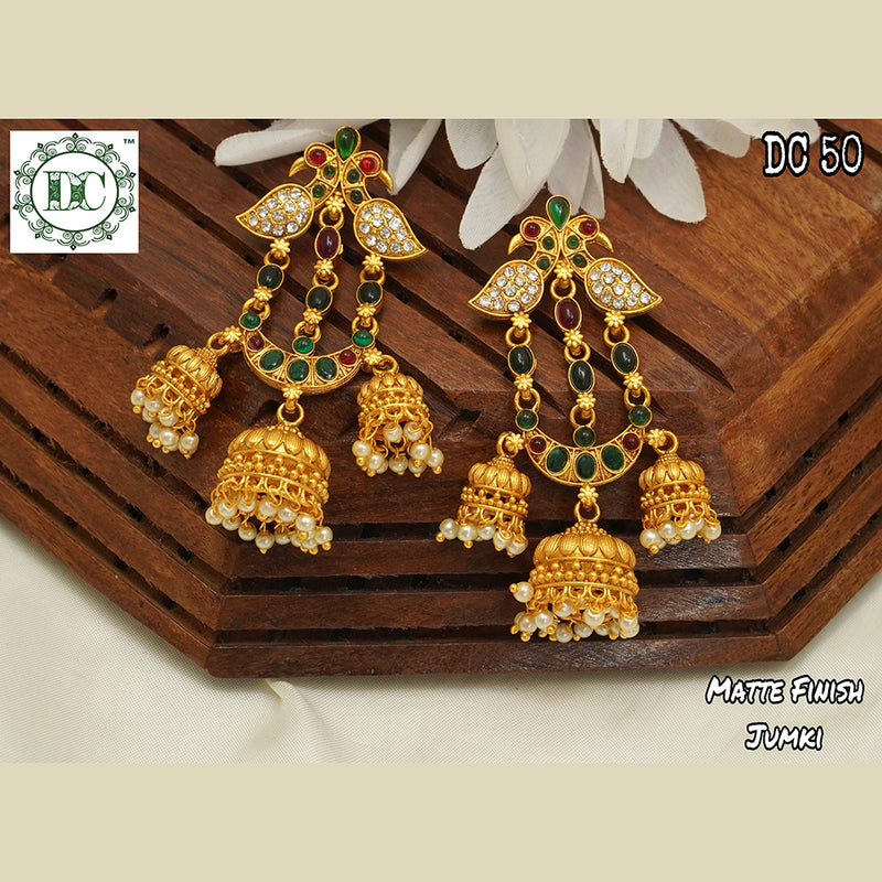 Diksha Collection Gold Plated Pota Stone Jhumkis Earrings