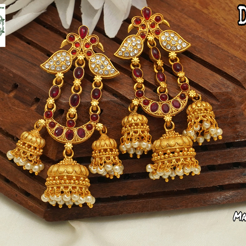 Diksha Collection Gold Plated Pota Stone Jhumkis Earrings