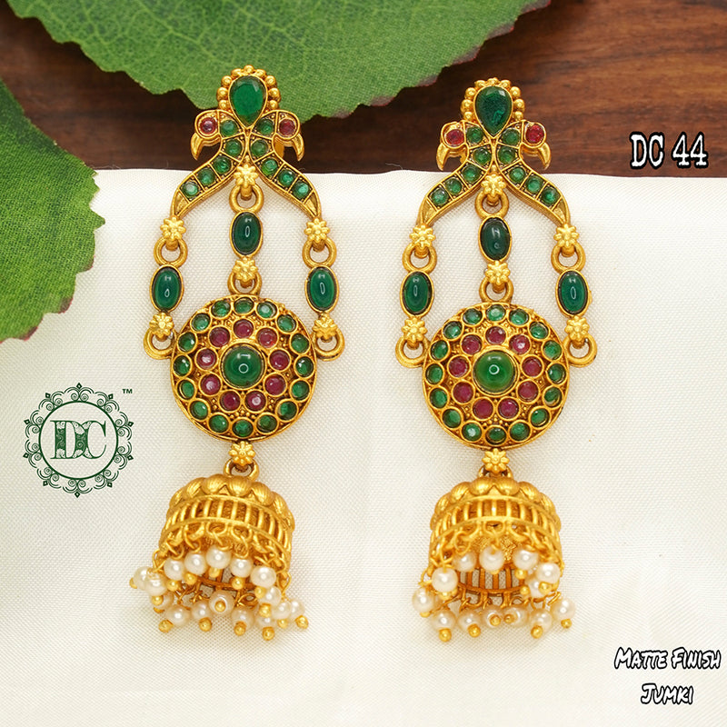 Diksha Collection Gold Plated Pota Stone Jhumkis Earrings