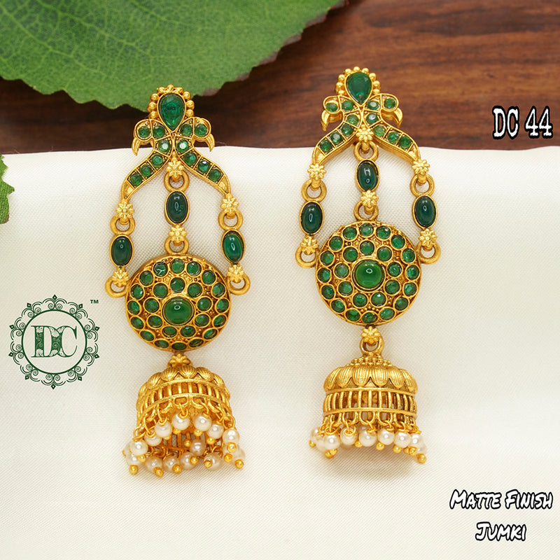 Diksha Collection Gold Plated Pota Stone Jhumkis Earrings