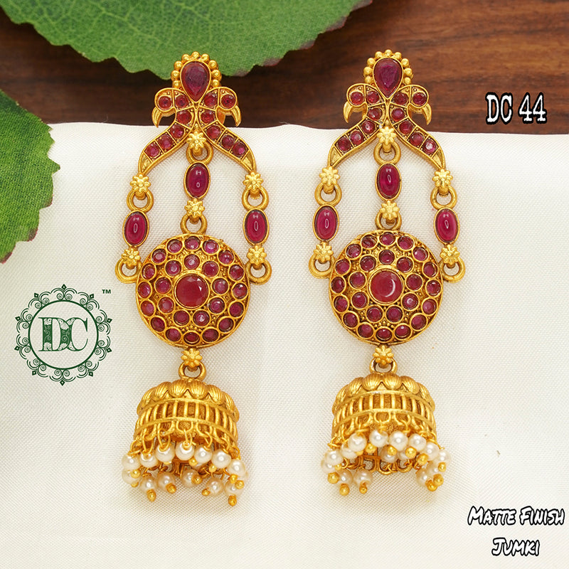 Diksha Collection Gold Plated Pota Stone Jhumkis Earrings