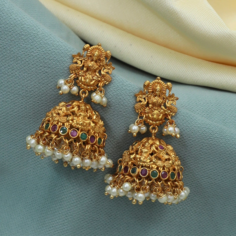 Diksha Collection Gold Plated Jhumki Earrings