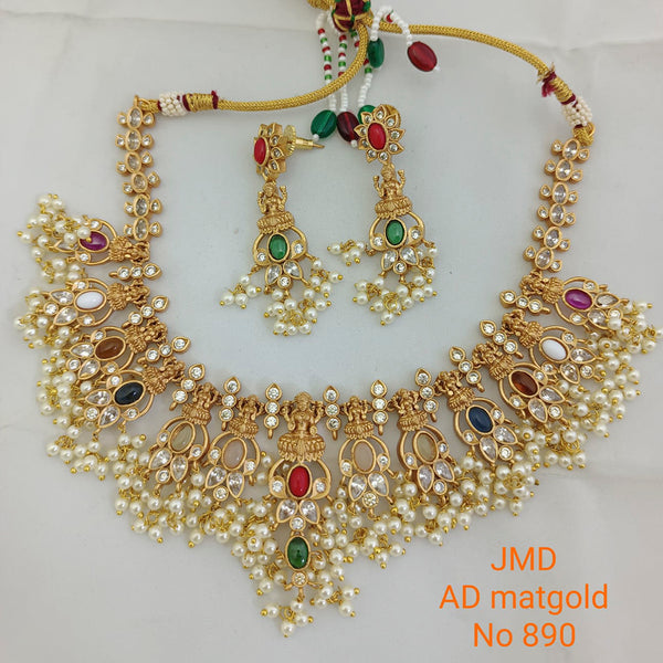 Jai Mata Di Austrian & Kundan Stone Gold Plated Choker Necklace Set
