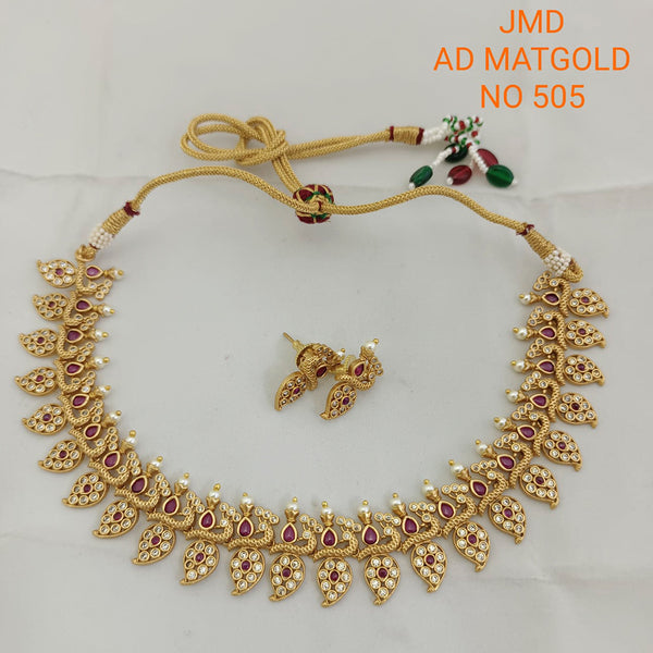 Jai Mata Di Pink Pota Stone Gold Plated Choker Necklace Set