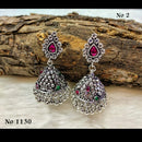 Jinu Arts Oxidised Plated Pink Kundan Jhumki Earrings