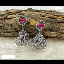 Jinu Arts Oxidised Plated Pink Kundan Jhumki Earrings