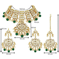 Etnico 18K Gold Plated Traditional Handcrafted Kundan & Pearl Studded Choker Necklace Jewellery Set With Earrings & Maang Tikka For Women (K7057G)