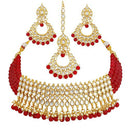 Etnico 18K Gold-Plated Kundan & Pearl Studded Choker Necklace Jewellery Set for Women Kundan & Girls (K7083R)