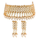 Etnico White 18K Gold Plated Traditional Handcrafted Faux Kundan Studded Jewellery Set with Earrings for Women - K7091W