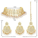 Etnico18K Gold Plated Traditional Kundan & Pearl Studded Choker Necklace Jewellery Set For Women (K7201G)