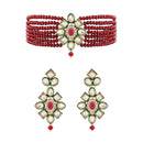 Etnico 18k Gold Plated Traditional Choker Set Glided With Kundan & Beads For Women/Girls (K7207M)