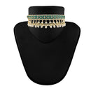 Etnico 18K Gold Plated Traditional Emerald Stone Studded Pearl Choker Necklace Set For Women/Girls (K7211G)