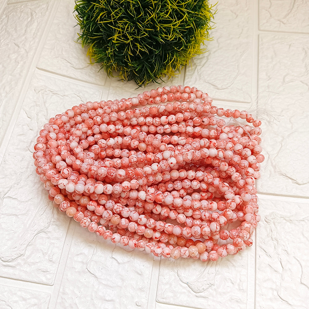 Kriaa Colored Printed Round Beads 1 String For Jewellery Making (Approx 77 Beads)