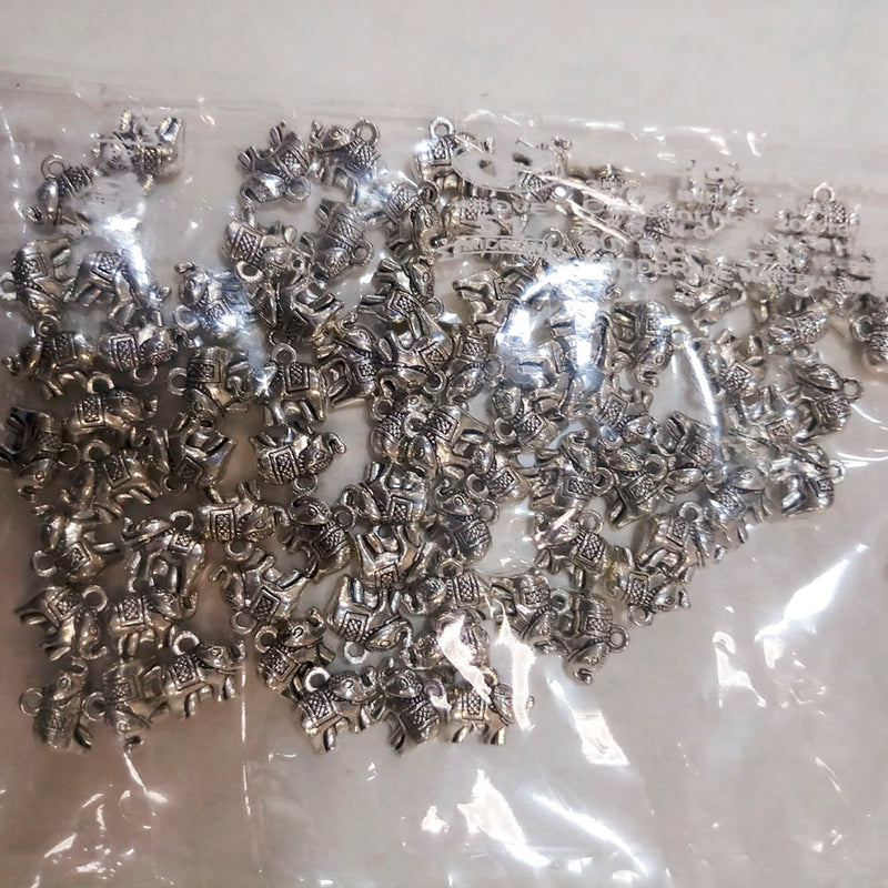 Kriaa DIY Oxidised Casting Metal Elephant Charms Charms / Locket / Pendants ( 100/500 Grams)