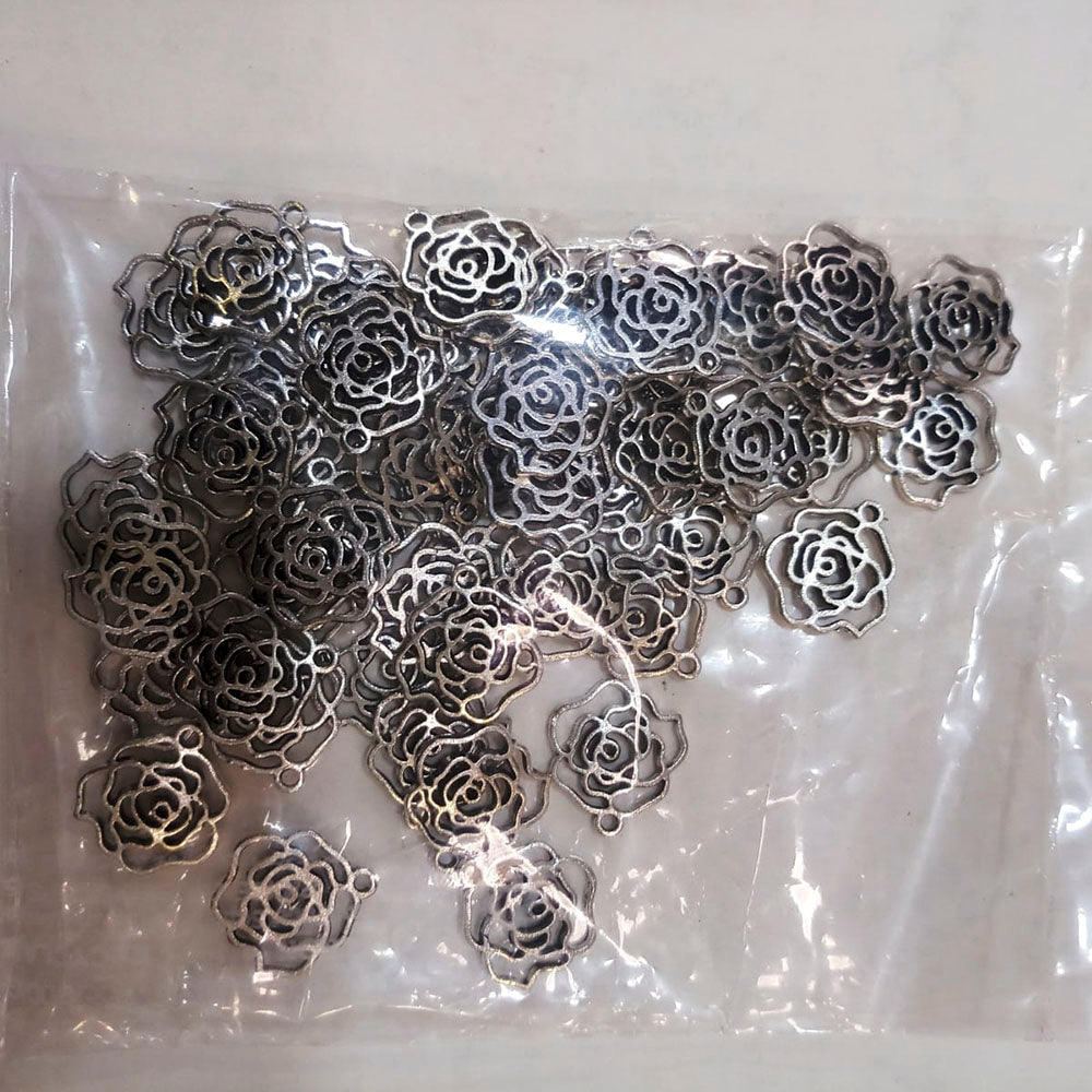 Kriaa DIY Oxidised Casting Metal Floral Charms Charms / Locket / Pendants ( 100/500 Grams)