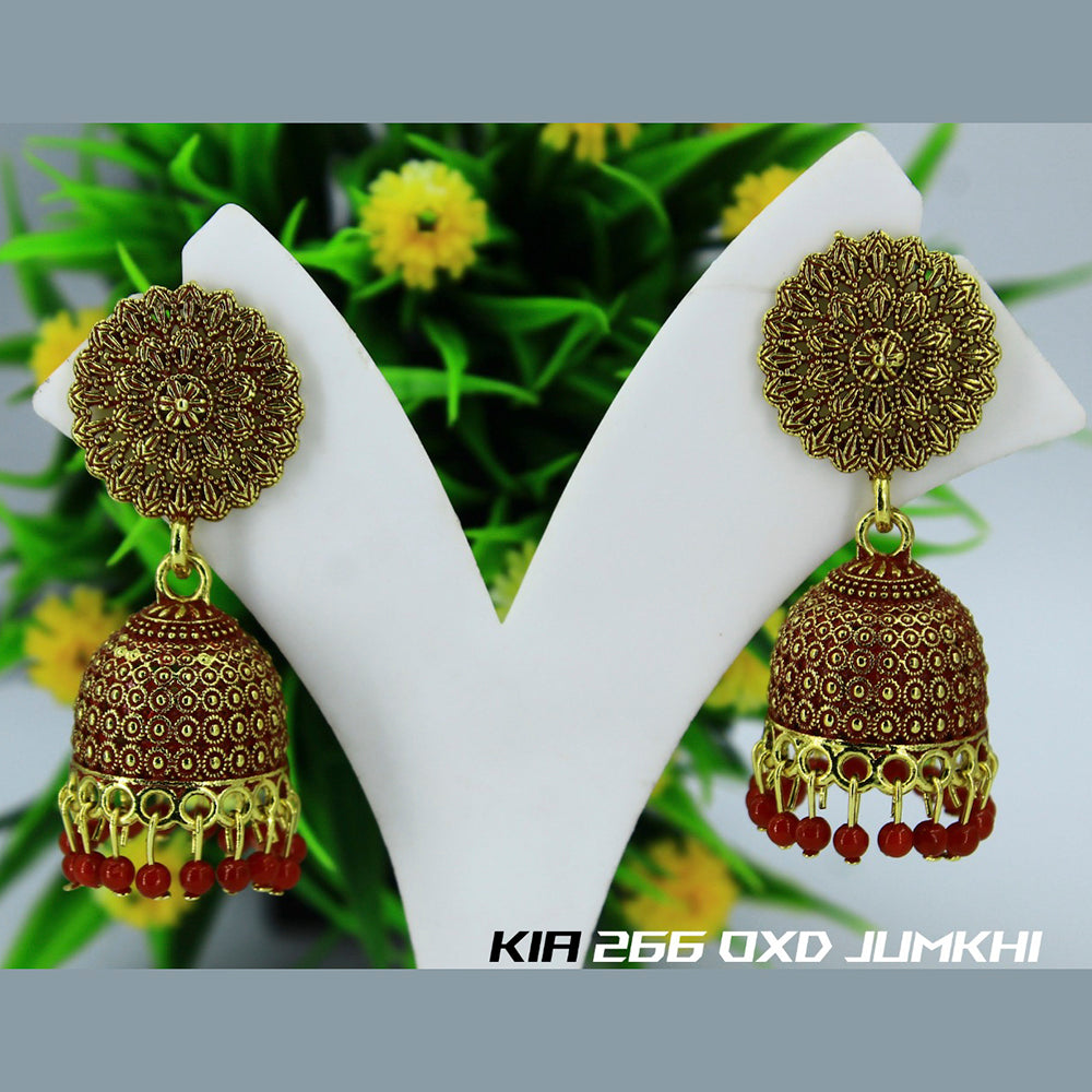 Mahavir Gold Plated Beads Jhumki Earrings