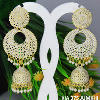 Mahavir Gold Plated Meenakari And Beads Jhumki Earrings