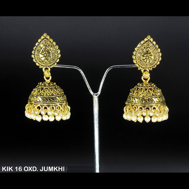 Mahavir Forming Gold Plated Jhumki Earrings  - KIK 16 OXD Jumkhi