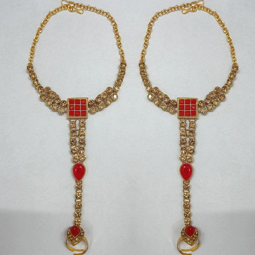 Kumavat Jewels Gold Plated Crystal Stone Hand Panja