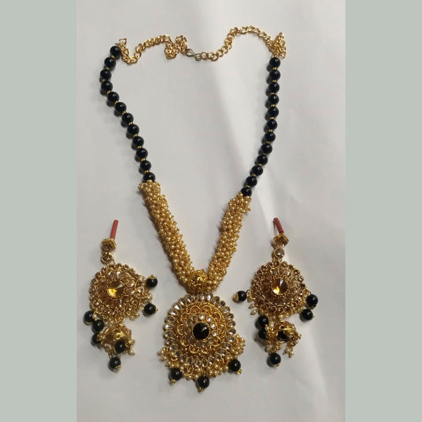 Kumavat Jewels Gold Plated Kundan Stone And Beads Necklace Set