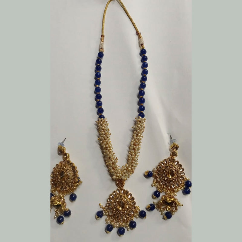 Kumavat Jewels Gold Plated Kundan Stone And Beads Necklace Set