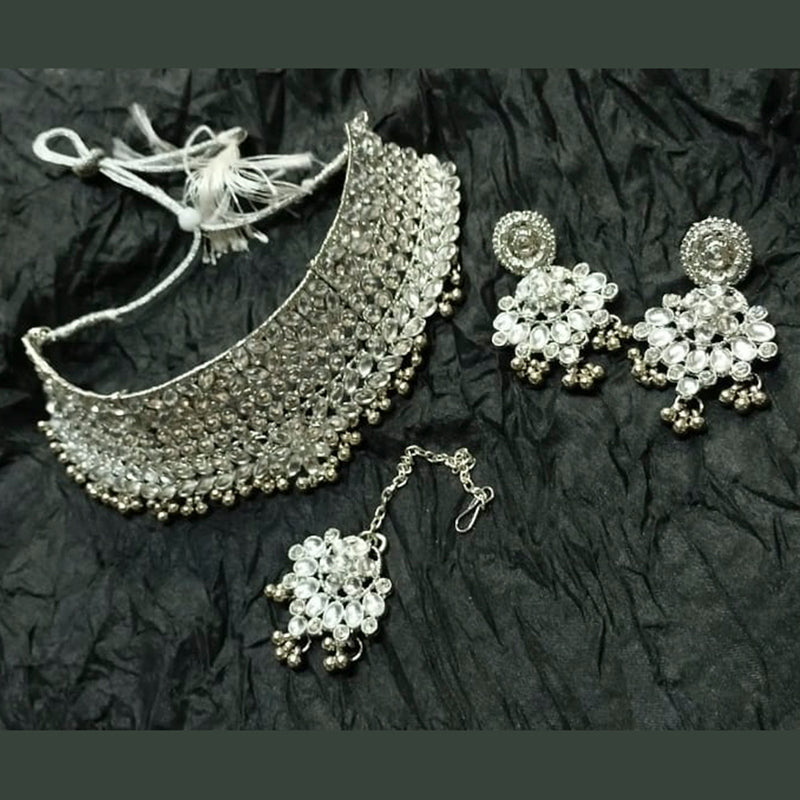 Kumavat Jewels Silver Plated Kundan Stone Necklace Set