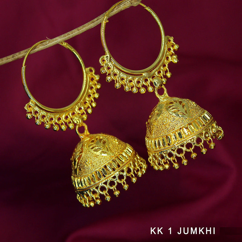 Mahavir Gold Plated Beads Jhumki Earrings